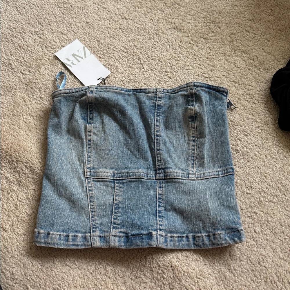 cute jean tube top